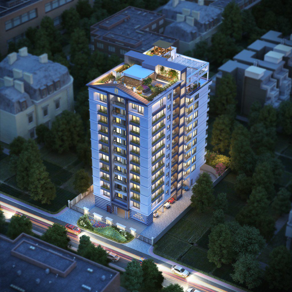 Merak Heights building at night